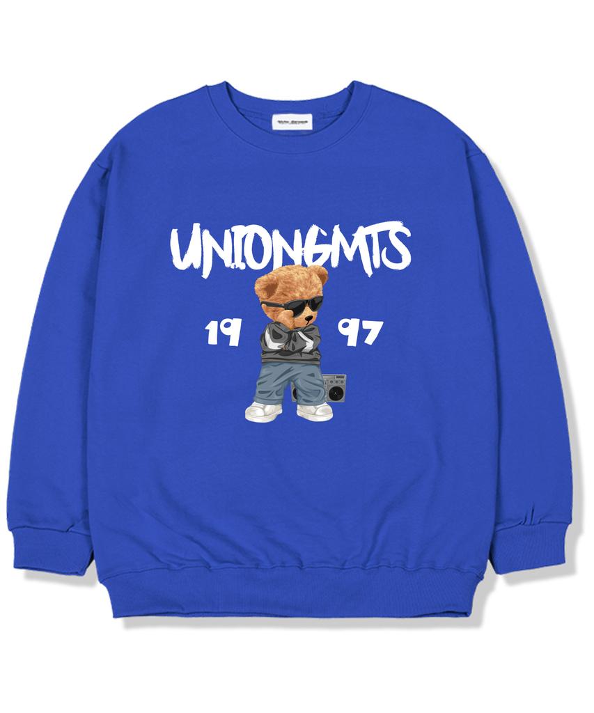 UNION GARMENTS Dancer Bear Fleece-Lined Oversized Sweatshirt Blue