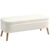 Storage Bench Seat Bench With 65 L Storage Space Teddy Fleece Fabric Rubber Wood 120 X 42 X 45 Cm Cream White