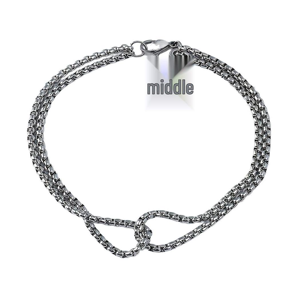 Dual-Layer Titanium Steel Men's Interlocking Chain Bracelet - European and American Style