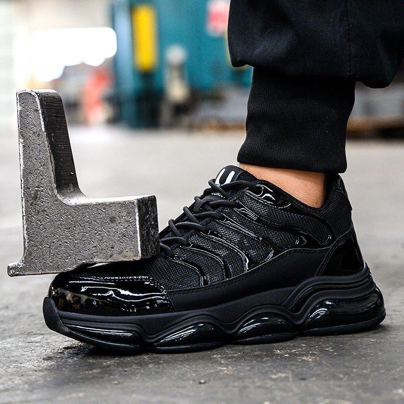 Men's safety shoes Rotating Button Male sneakers Steel Toe men shoes Anti Smashing Anti Piercing working shoes with protection