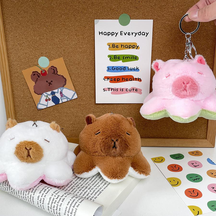 Fluffy Capybara Keychain Reversible Dinosaur Capybara Bag Charm Gift