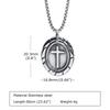 Men's Retro Silver Color Stainless Steel Cross Pendant Necklaces,New Punk Religious Faith Collar Gifts To Him Jewelry