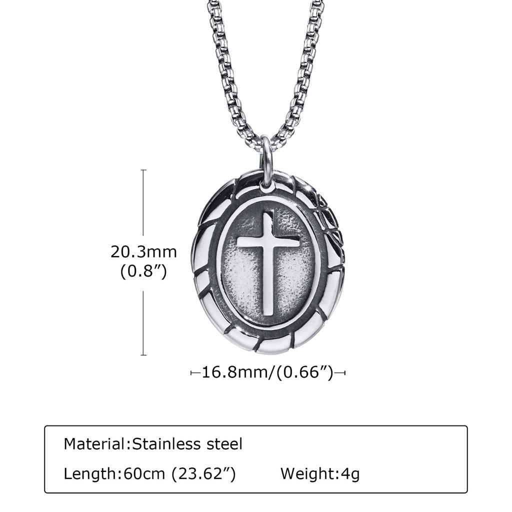Men's Retro Silver Color Stainless Steel Cross Pendant Necklaces,New Punk Religious Faith Collar Gifts To Him Jewelry