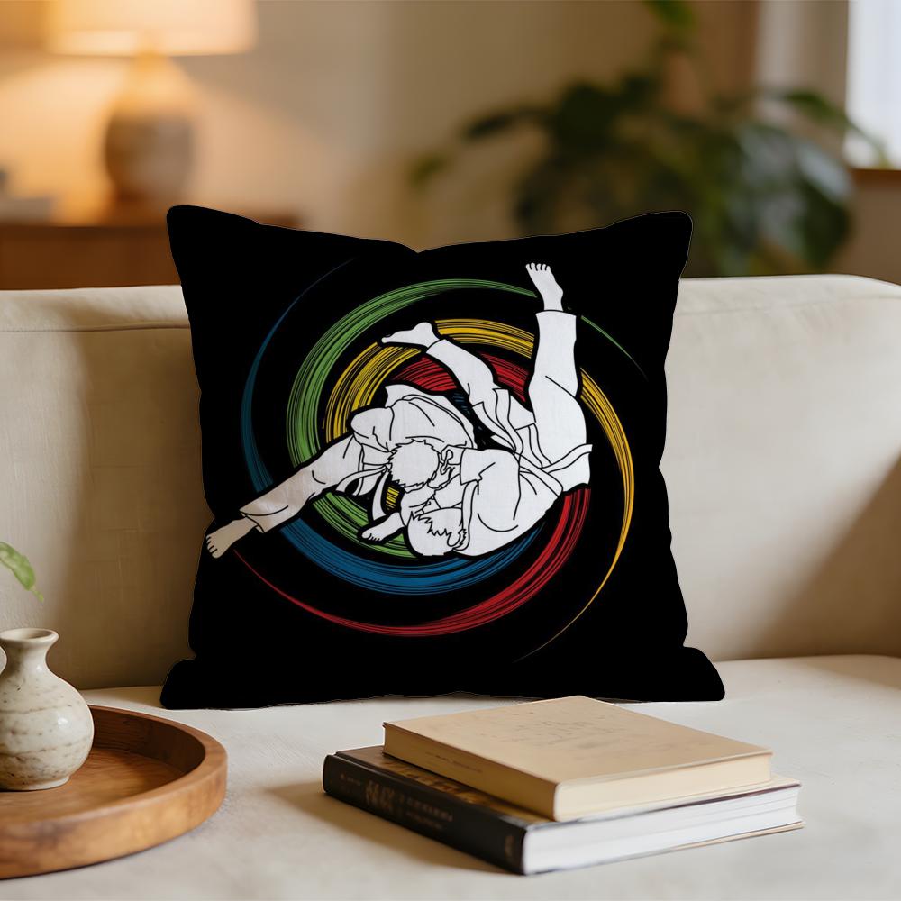 Sports Judo Martial Arts Cushion Cover Short plush pillowcase for bed sofa carwashable