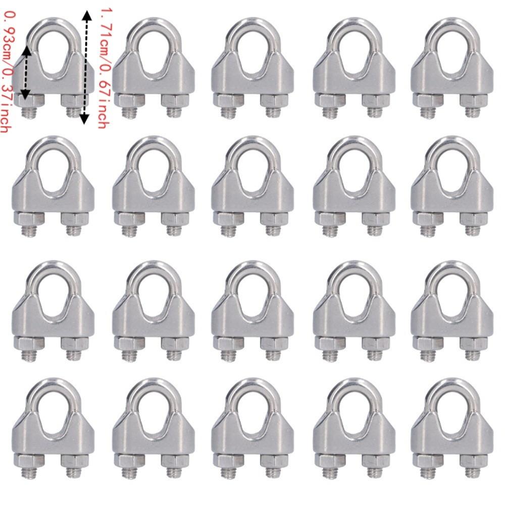 20Pcs 304 Stainless Steel Wire Rope Clamp 1/16 Inch Rigging Cable Clip  Hardware Rigging