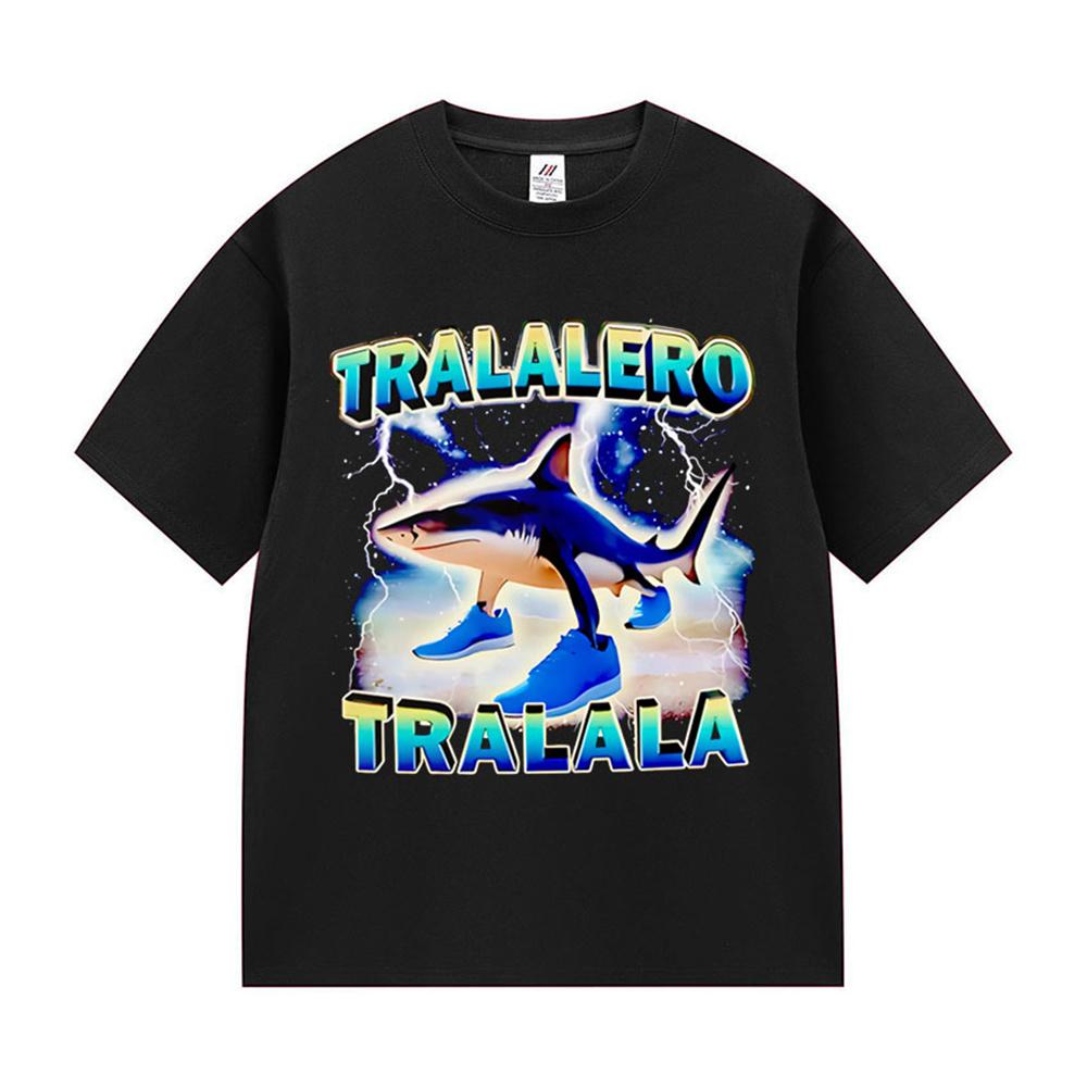Funny Meme Trulimero Trulichina Funny Cat Fish T-shirts Men Italian Brainrot Print T Shirts Men's Women's Fashion Cotton Tops
