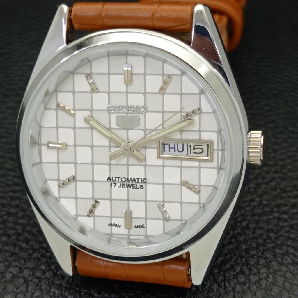 REFURBISHED SEIKO 5 AUTOMATIC MENS WATCH JAPAN MADE WHITE DIAL CUSTOM A440078-2 QV90-a440078