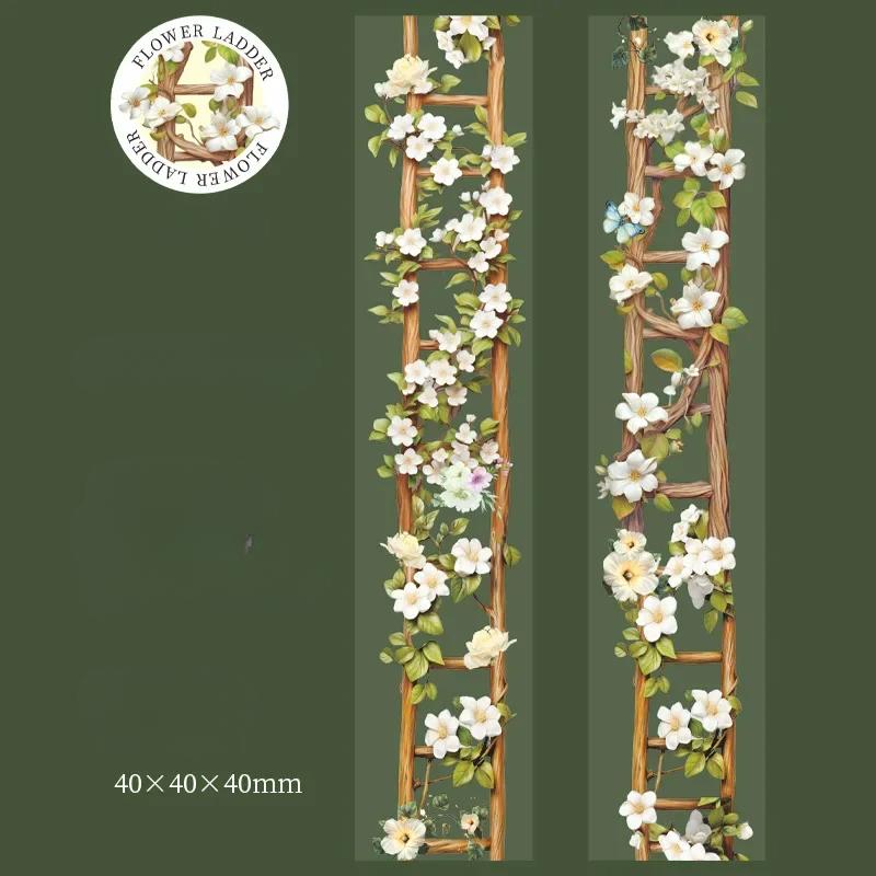 

1 рулон цветочных декоративных клеев, наклейки для скрапбукинга, ПЭТ-ленты, лестница, персиковая лестница, цветок, руководство, основа, сделай сам, 40 мм*2 м