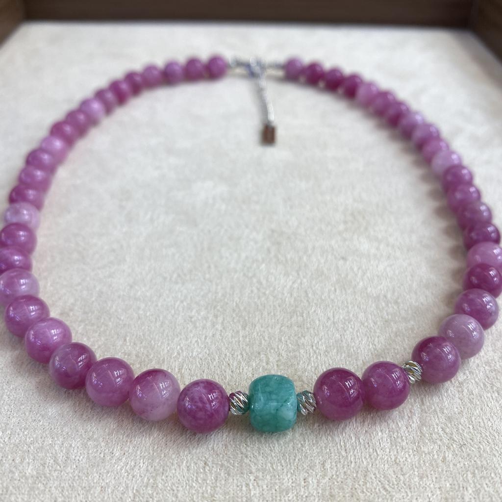 8M Rose Red Tourmaline Round Bead Necklace With Old Mine Tianhe Stone Women'S Chinese Niche Beaded Collarbone Chain