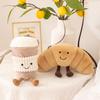 Cow Horn Jelly Travel Bag Plush Toy Pendant - French Baguette Dessert Bread Doll Figure