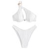 White One-Shoulder Underwired Push-Up Hollow Bikini