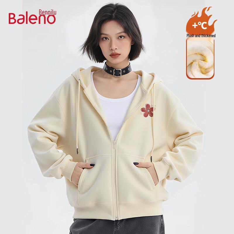 Baleno Women's Trendy Fleece-Lined Star & Floral Hoodie Jacket