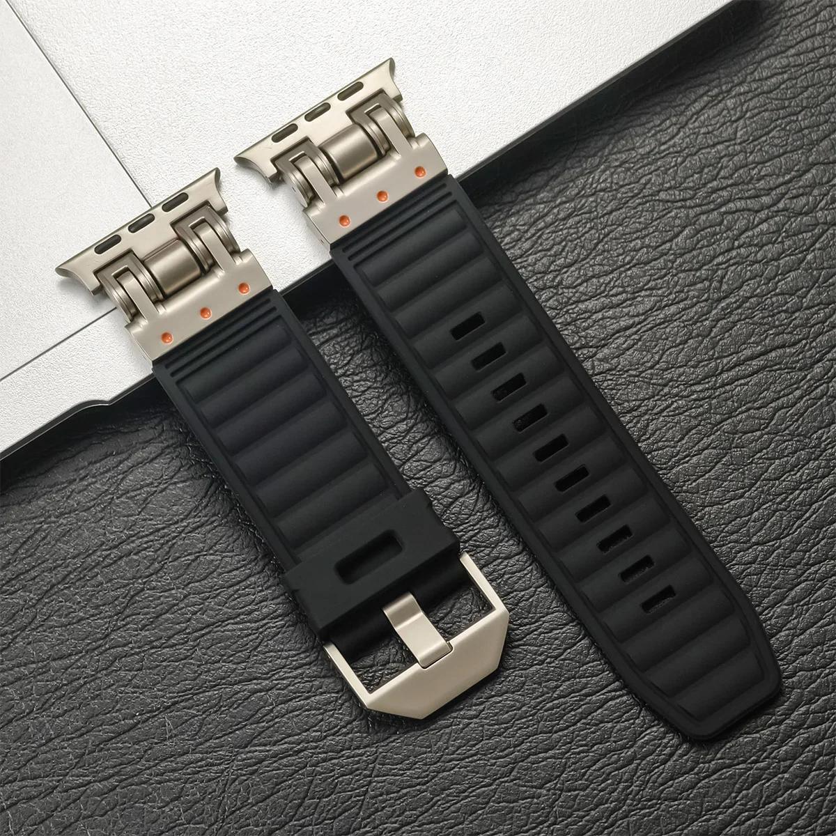 

Designer Sports Silicone Band for Apple Watch Strap 49mm 45mm 44mm 42mm for Iwatch Series 9 8 7 6 5 4 Se 3 Ultra 2 Men Bracelet For Ultra 2 1 49mm