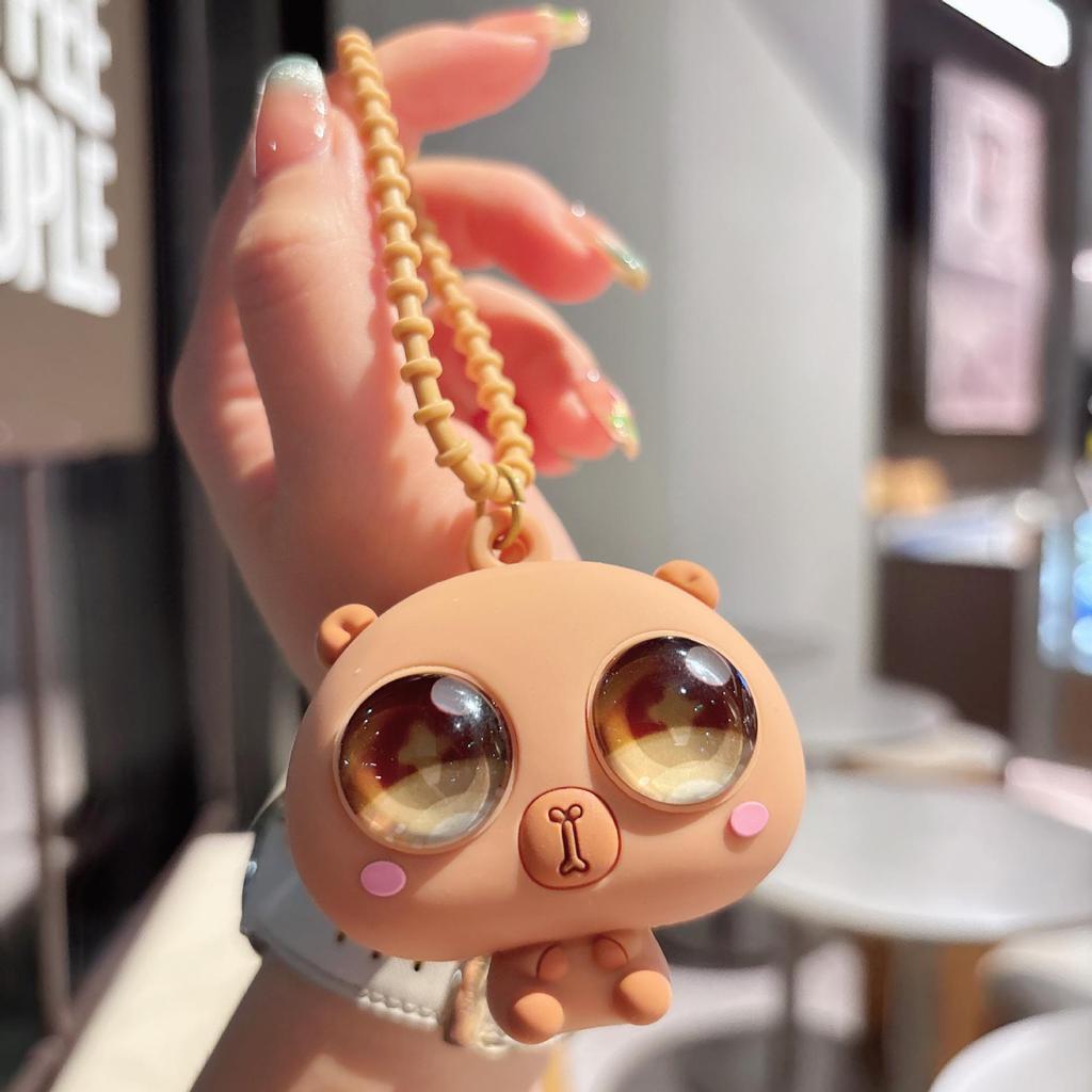 Porte-clés Jouet à presser Cartoon Créatif Grands Yeux - Porte-cartes Anti-stress Amusant & Pendentif Sac Fille Balala