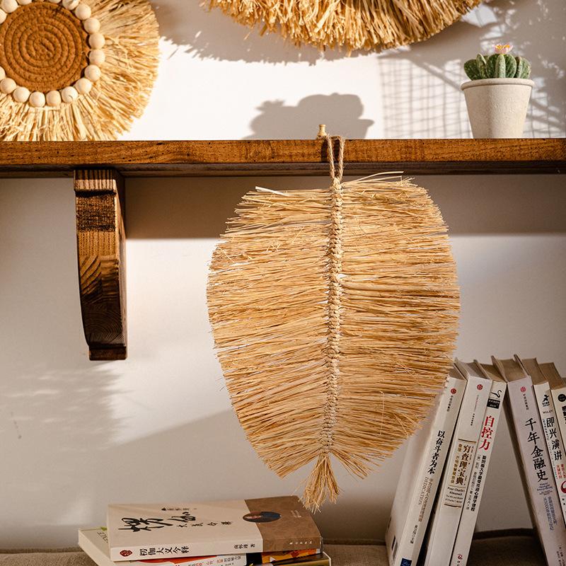 Stile Giapponese Wabi Sabi Appendino da Parete Marocchino Intrecciato Naturalmente in Rattan & Erba Decorazione da Parete per Soggiorno Decorazione per la Casa Boho