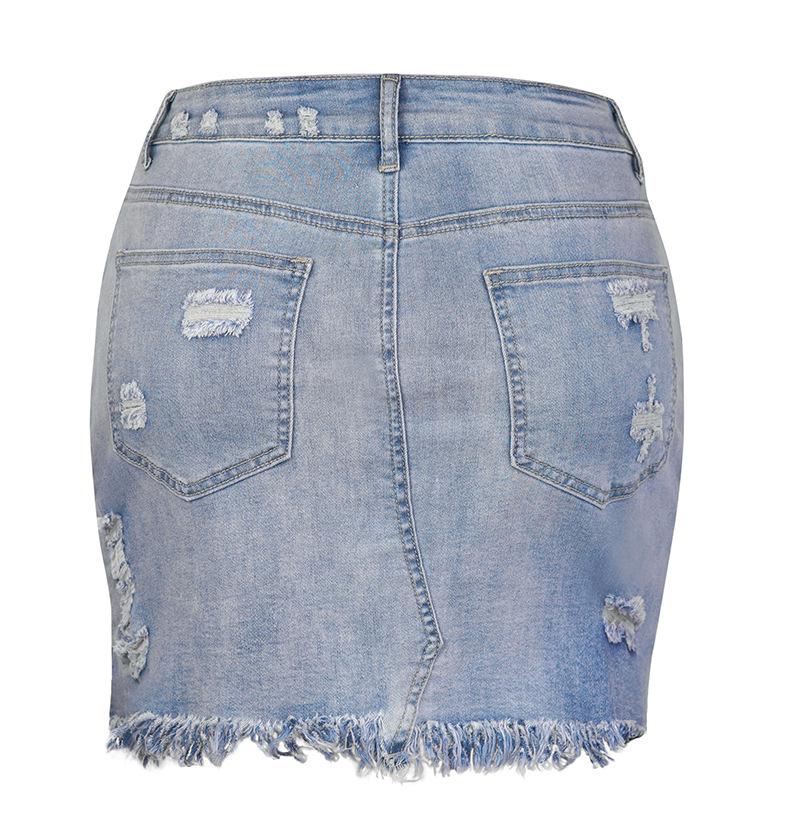 2022 Women's Tassel Ripped Stretch Denim A-line Wrap Skirt
