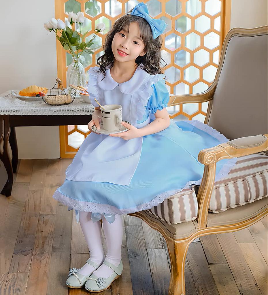 Alice in Wonderland Girls Maid Princess Halloween Short Light Set [RPFLQ] Dress, Cosplay, Costume, Apron, Sleeves, Kids' Costume, Cute, Popular,