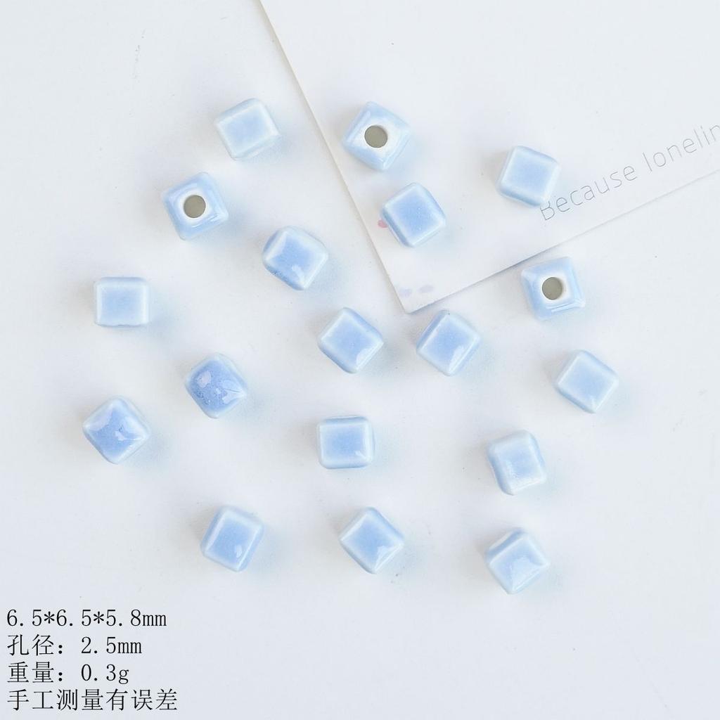 Small square loose beads handmade DIY bead material ceramic necklace bracelet beaded accessories