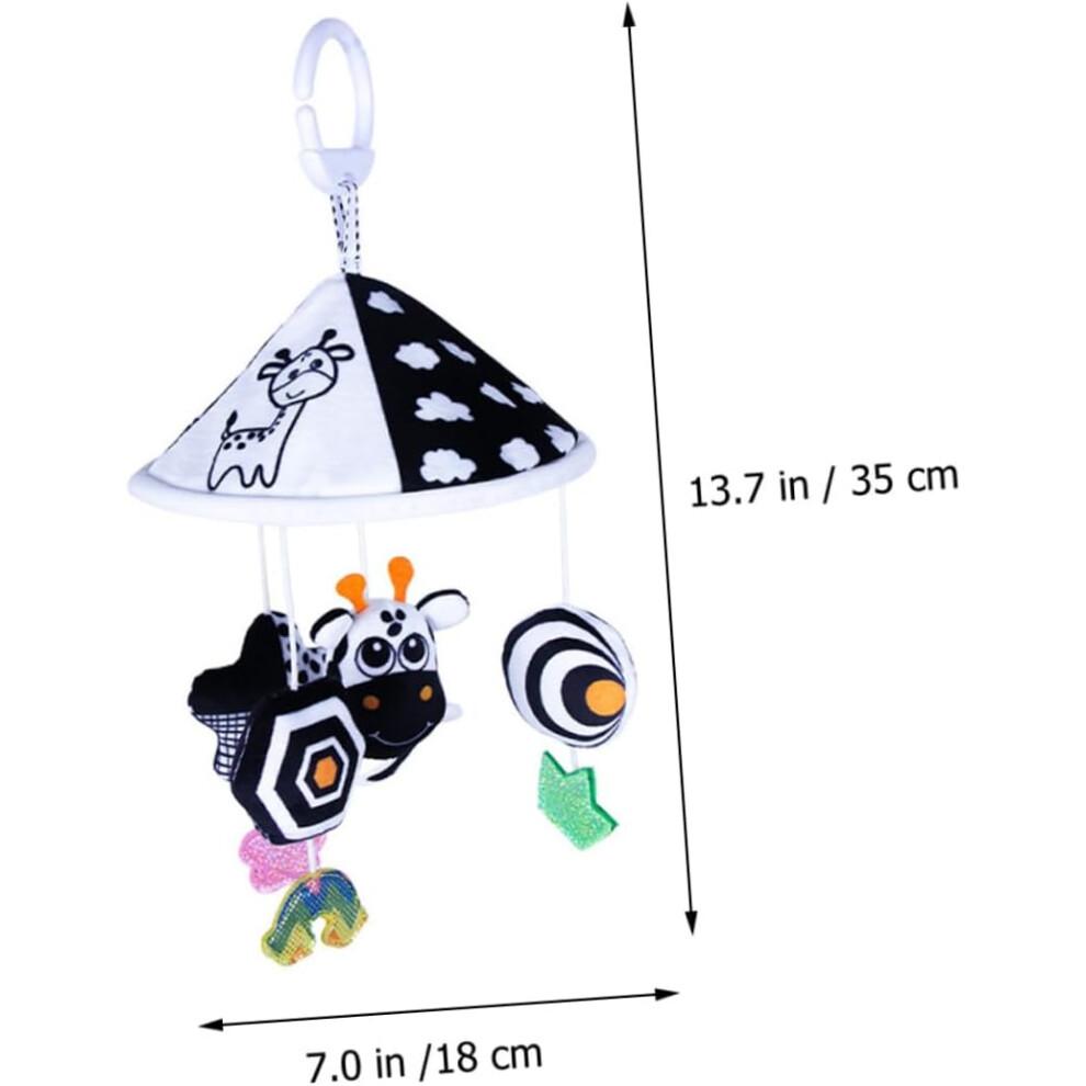 Plush Baby Crib Wind Chime Toy Hanging Pendant Infant Toy Squeaky Sound Stroller And Crib Compatible Black White Multi