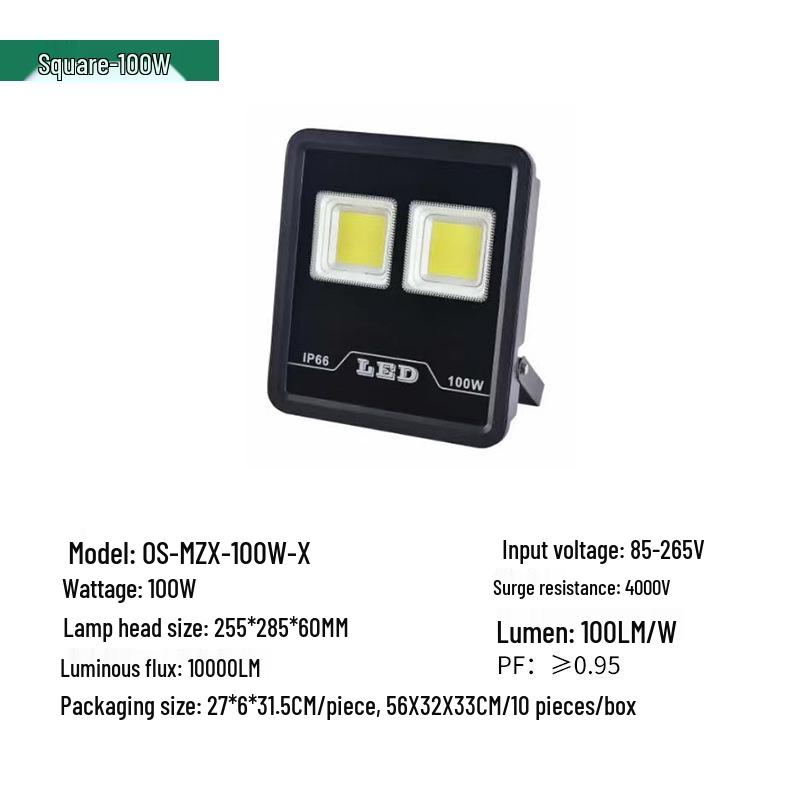 500W Waterproof LED Floodlight for Outdoor, Workshop, and Construction Site - Super Bright High-Power Spotlight
