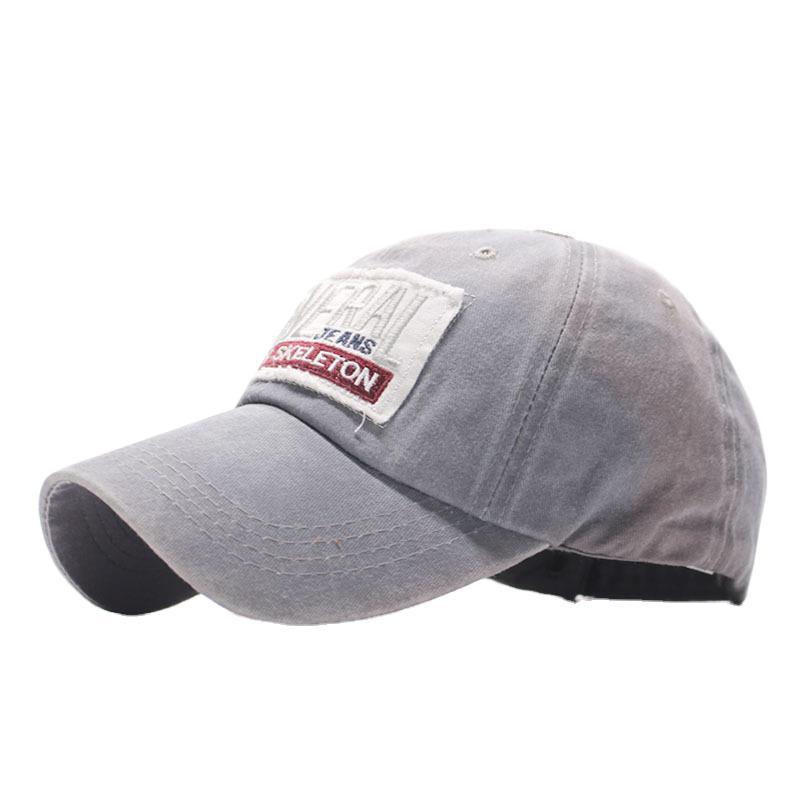 New retro sticker letter baseball cap simple and versatile washed denim cap youth sun hat women
