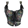 French Jacquard Palace Style Front Opening Strappy Boned Corset Shapewear Bustier