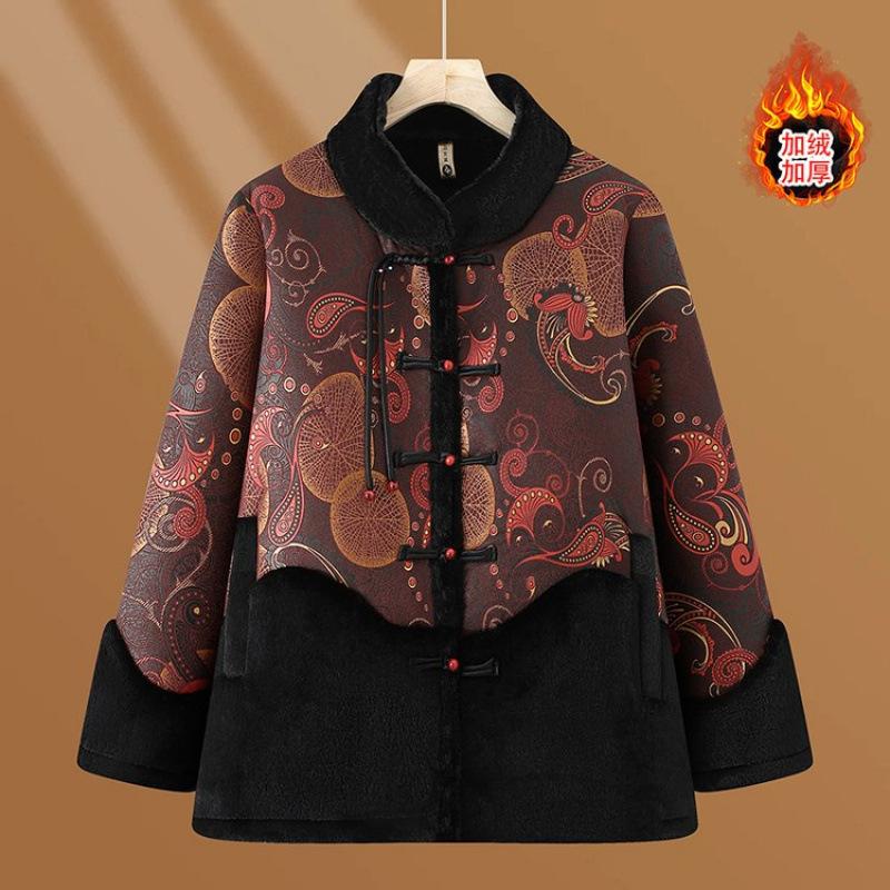 Winter clothing fleece thickened fur integrated jacket Chinese buckle imitation fur new