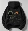 Cute cartoon cat rain umbrella print children's hooded sweatshirt for boys and girls, street-style pullover hoodie for kids