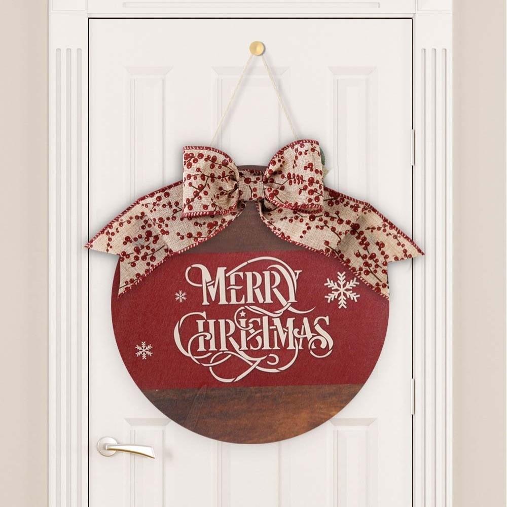 Bow Door Hanging Ornaments Elk Christmas Door Decoration Cafe Wooden Christmas Pendant  Doorway