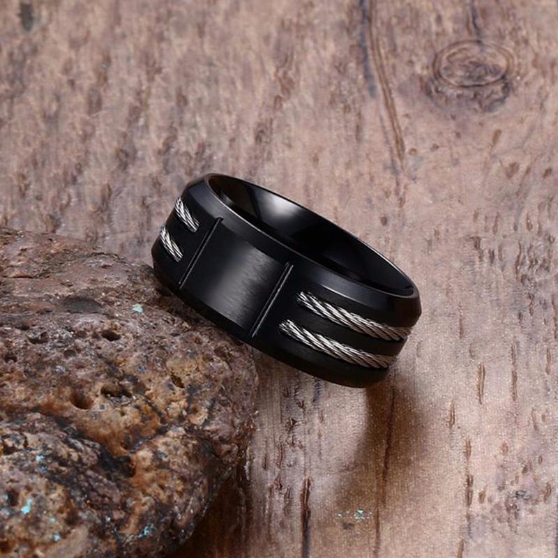 Vnox Personalize Wia Ring for Men Stainless Steel Cross Knights Templar Shield Oum Wild Wold Ring Custom Gift for Him