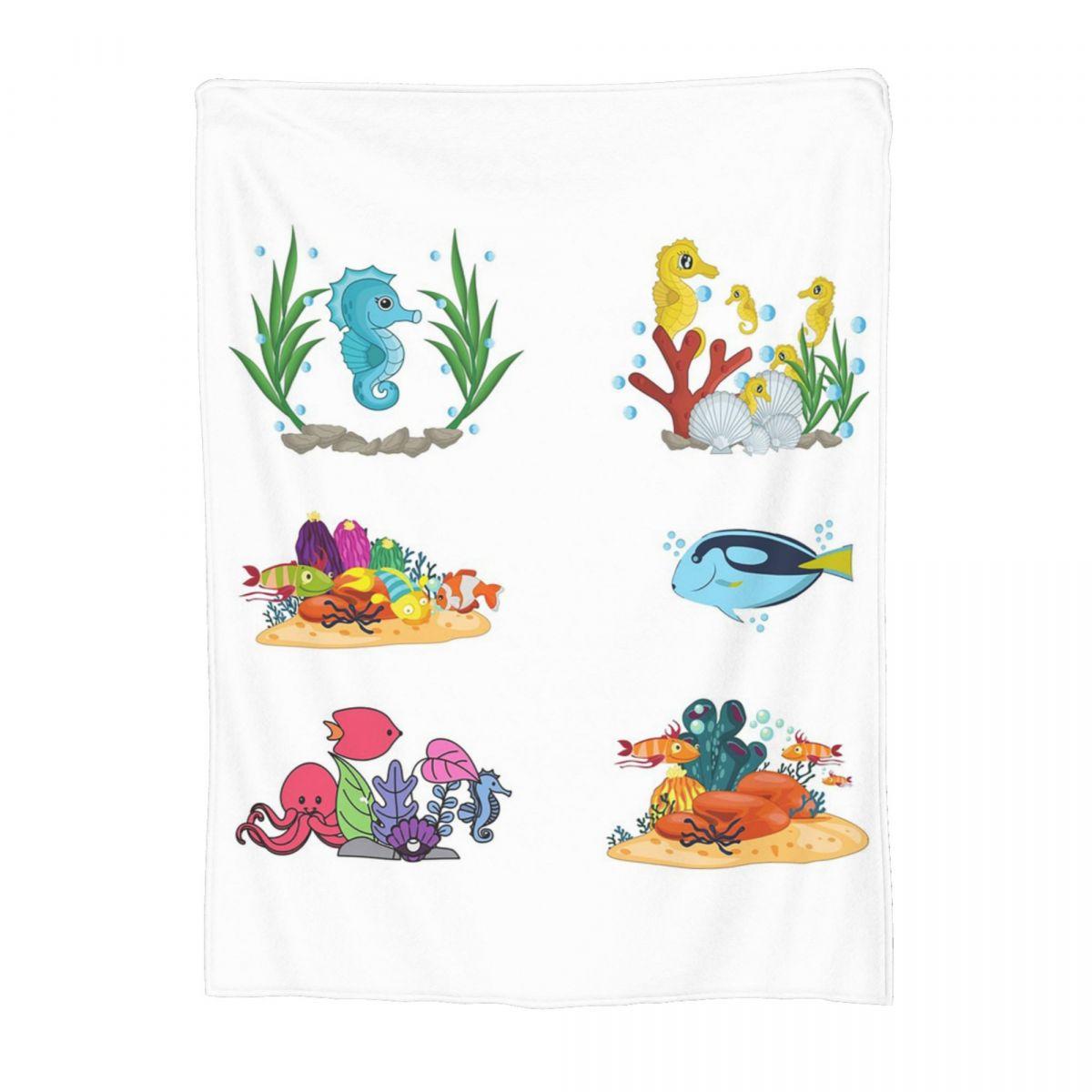 

Aquatic Fish Ocean Animals Blankets Flannel Sofa Throw Blanket Throw Blankets for Home Bedroom Outdoor Throws Bedspread Quilt 80x120cm