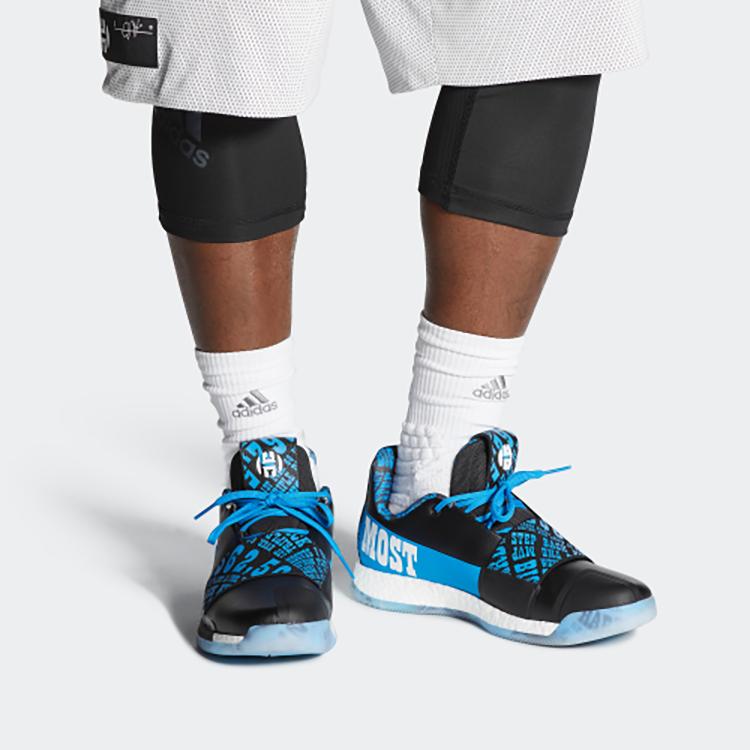 Adidas Harden Vol.3 Confortabili Versatili Antiderapanți Durabili Ușori Pantofi de Baschet cu Top Scund Bărbați Adidași Negru Albastru EE9508