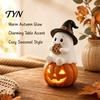Halloween Party Decoration Lighted Ghost Figurine, Spooky Resin Witch on Pumpkin/Holding Lantern Handcrafted Statue with LED Light for Desktop