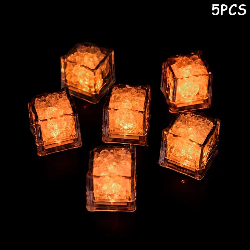 5 Pièces Glaçons LED Étanche Multicolore Clignotants Lumineux dans le Noir Pour Décoration de Mariage Fête Bar