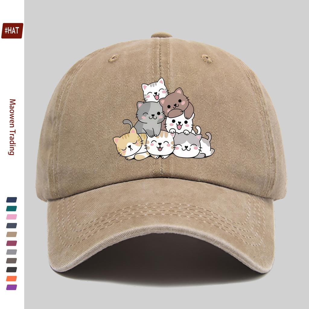 Pc Unisex Cute Cat Print Baseball Cap with Multiple Pet Cat Print Designs Sun Hat Hunting Decorative Hat Adjustable Buckle S