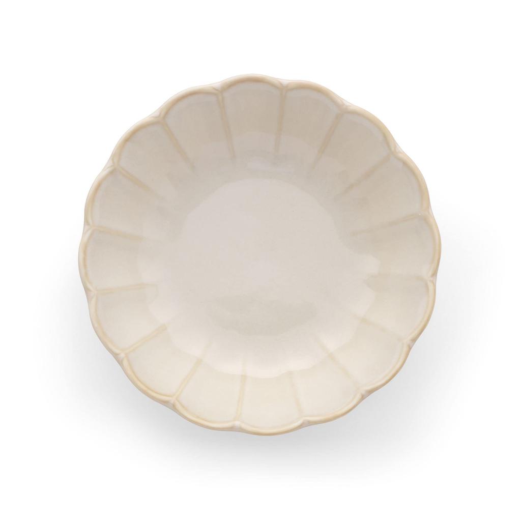 Yamago Ceramics Plate Deep Dish Stylish Stylish Cute Mino Ware Ring Flower Unofu Pot of Beige Set (Set 3)