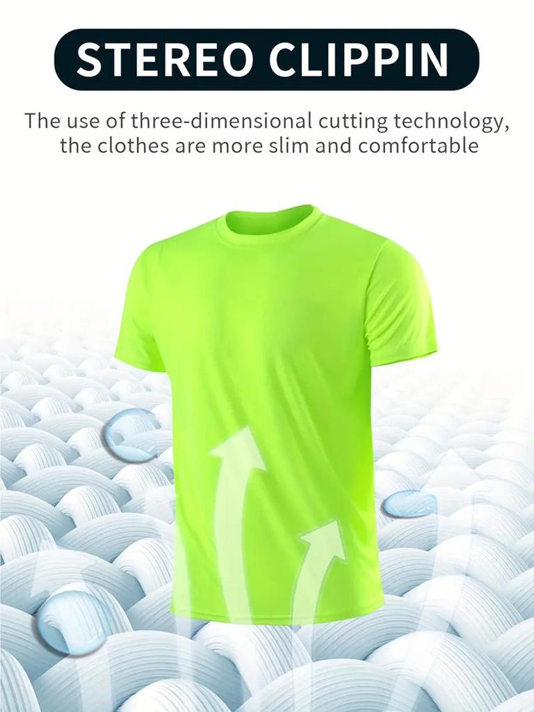 Men's Plus Size Ice Silk Quick-Dry Sports T-Shirt - Breathable Casual Short Sleeve