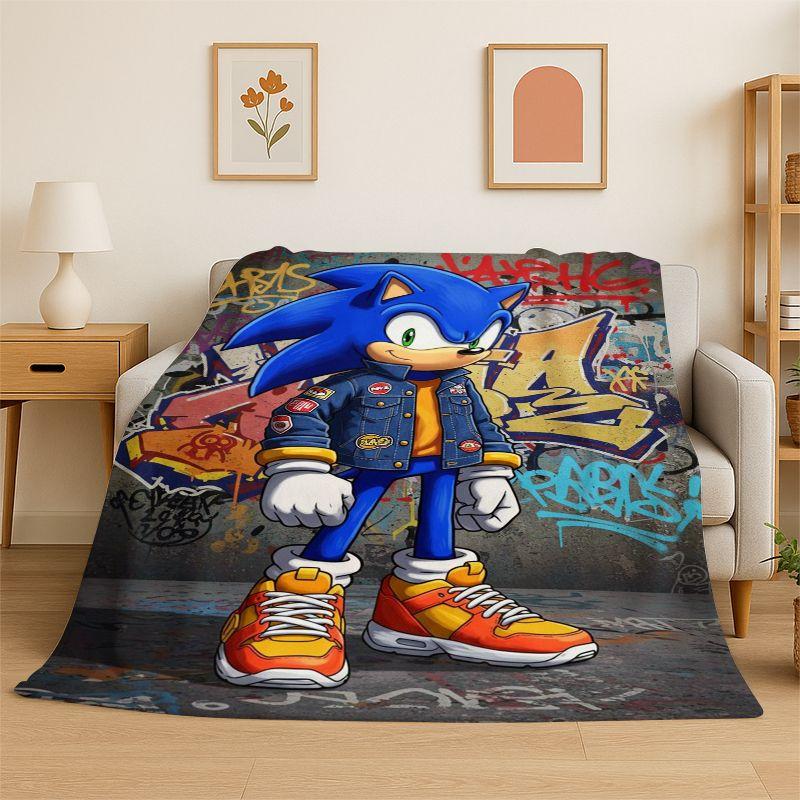Classic Game S-Sonic Cartoon Soft Flannel Throw Blanket,Cozy Blanket for Bed,Couch,Sofa,Bedroom,Living Room,Travel,Picnic Kids