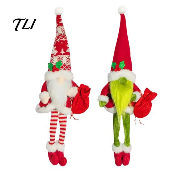 Hanging Christmas Tree Plushies Plush Gnome, Long Leg Faceless Scandinavian Santa Doll, Swedish Tomte Tiered Tray Sitting Figures Elf Figurine