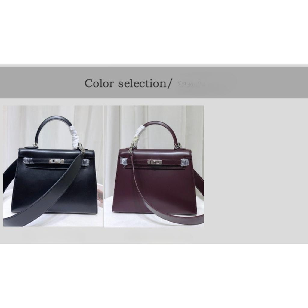 Haute couture version first layer box cowhide second generation Keli bag genuine leather women's bag commuter handbag shoulder messenger bag