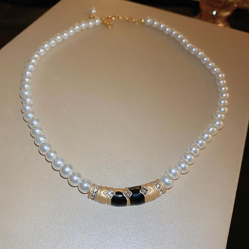 French round long multi-layer pearl ingot necklace temperament collarbone chain sweater chain necklace jewelry women