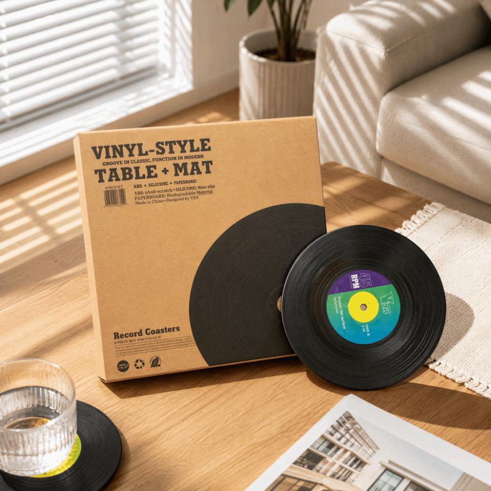 2pcs ABS Vinyl Record Coasters Black Music Disk Coasters Record Coasters  for Housewarming Gift