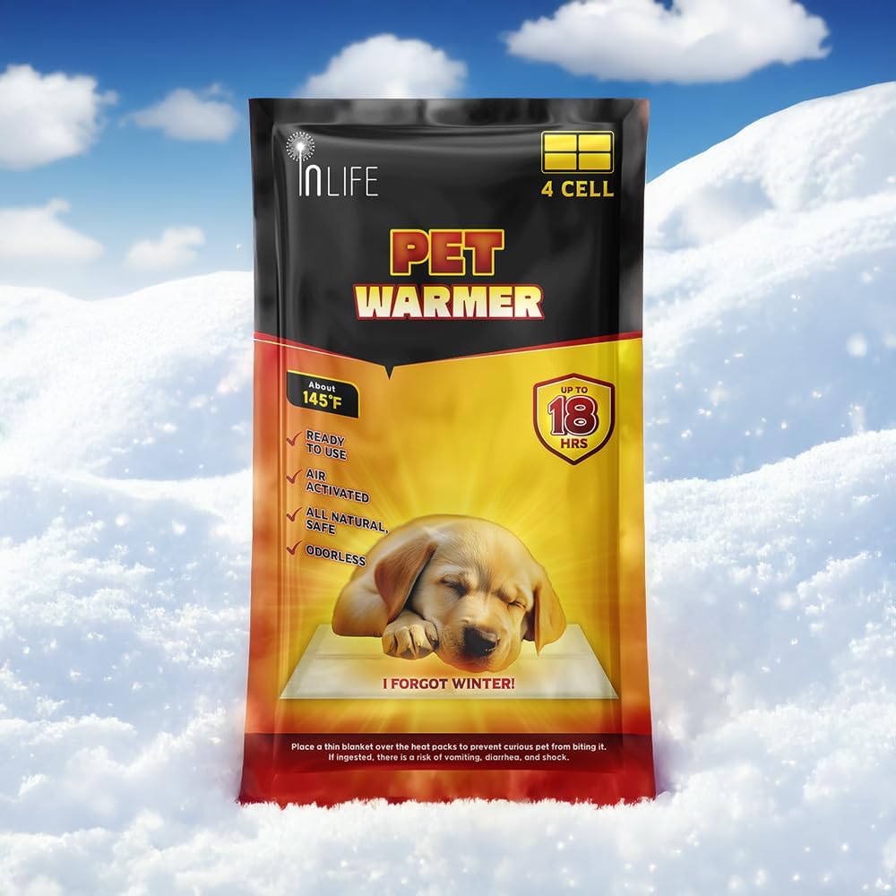 InLife Super Warmer for Pets, All Natural & Safe, Bigger & Wider Area Covered, Higher Heating 145°F, Air Activated, Easy & Comfort, Steady Longer