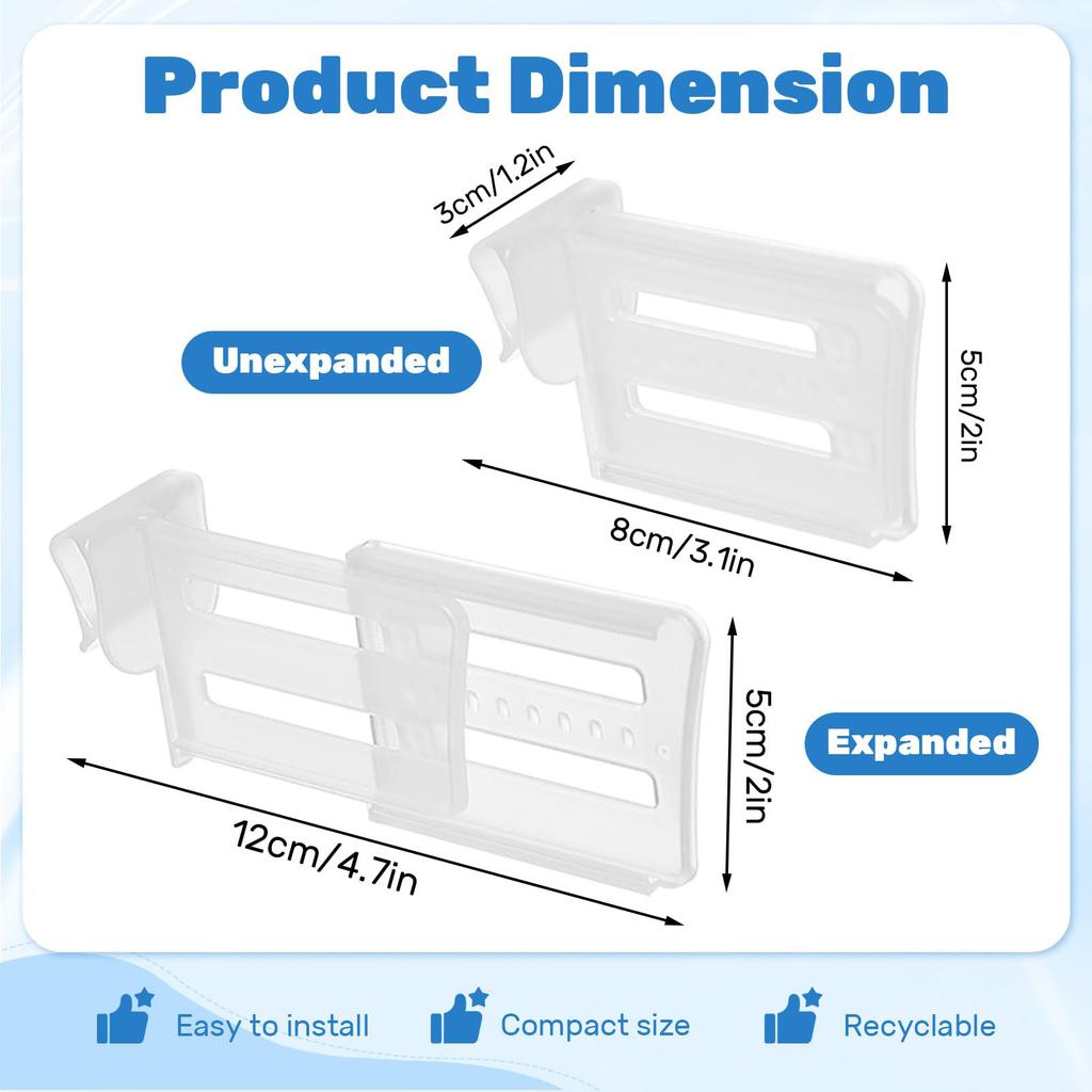 Refrigerator Dividers Clip,Adjustable Plastic Organizer Tools,Fridge Door Retractable Snap-on Space Separators Kitchen Storage