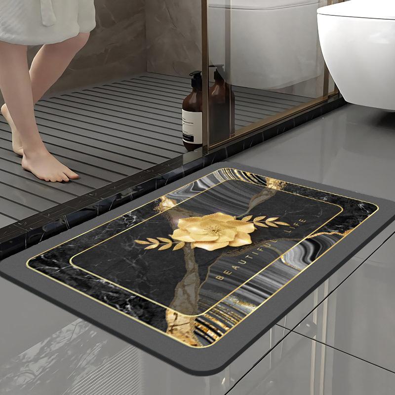 Light luxury style soft bathroom absorbent floor mat, quick drying anti fouling foot mat, washable bathroom