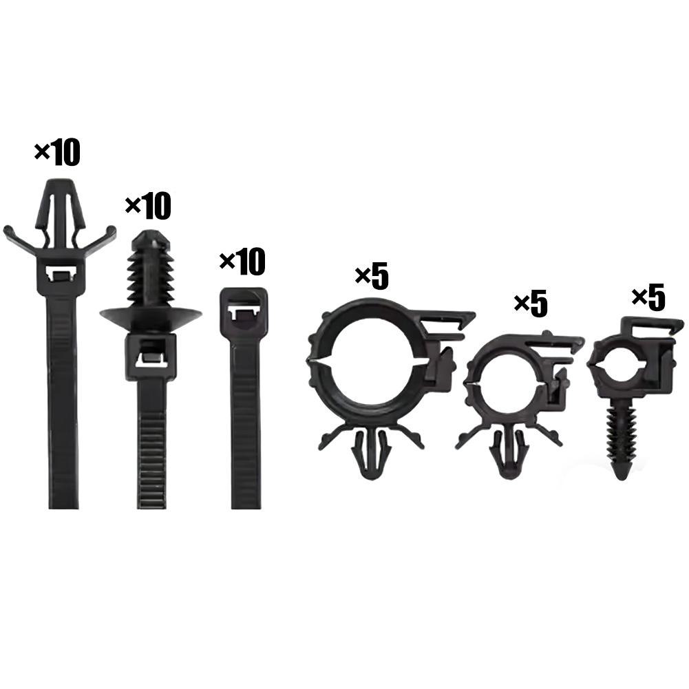 45pcs Automotive Fastener And Cable Tie Set Push Mount Cable Zip Tie With Car Wire Routing Clips Self Locking Fastening Cables