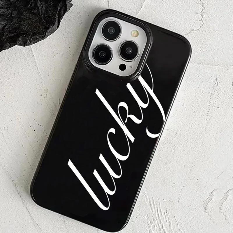 Minimalist English Lucky Pattern Phone Case For iPhone 17 16 Pro Max 15 14 13 12 11 Pro Max 16E 17 Air XR XS 7 8 Plus Soft Cover