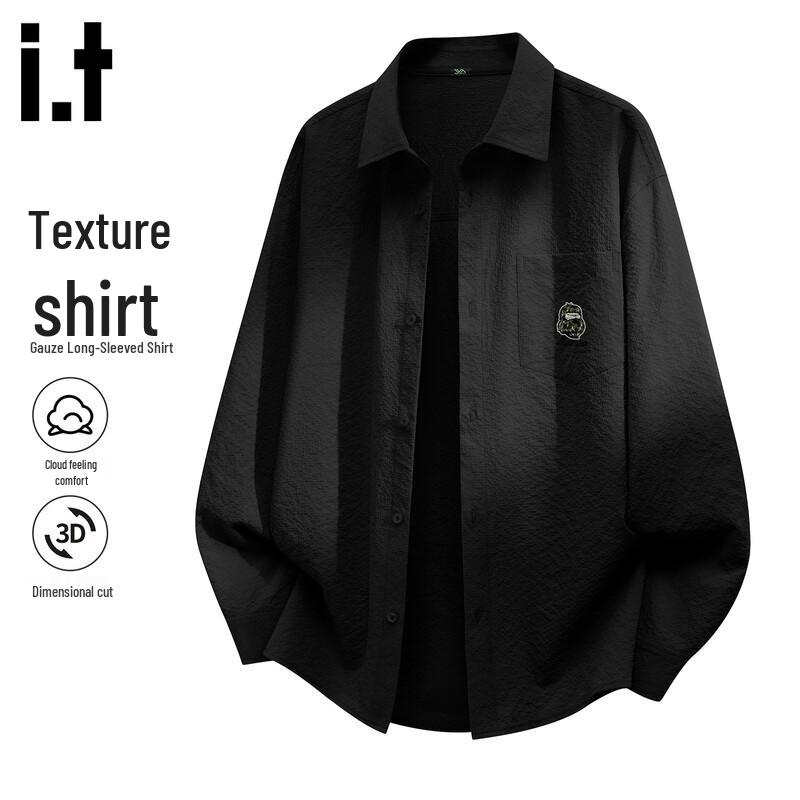 

Fingercroxx IT Men s Retro Textured Long-Sleeve Shirt M