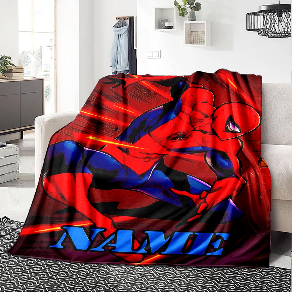 Customiz Name Personality Spider-Man Blanket Soft &Warm Sofa Office Bed Travel Lunch Break Blanket, Gift Suitable All Seasons