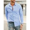Men Casual 3d Digital Print Plaid Turn Down Collar Long Sleeve Breathable Shirt